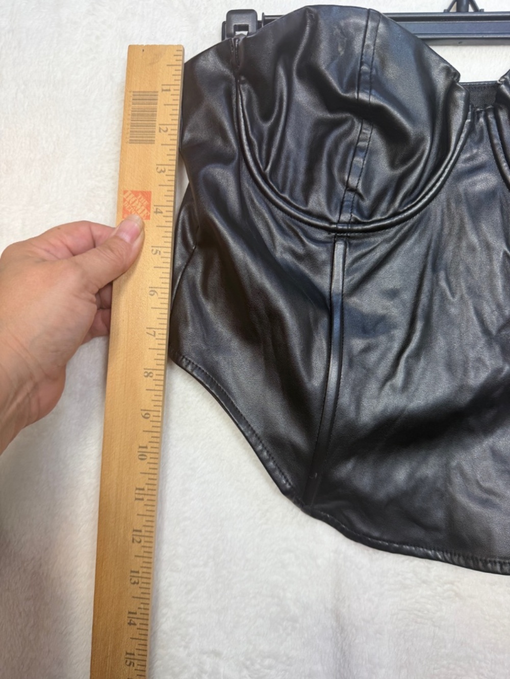 ACW Ardene Corset Top Womens Size Large Black Faux Leather Biker Goth - Picture 6 of 9